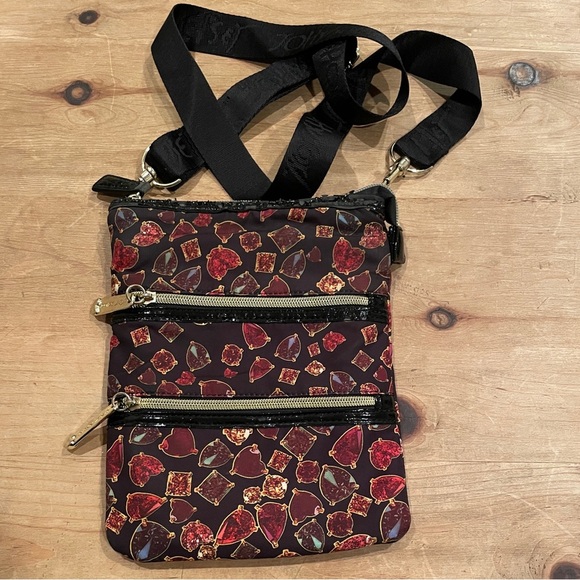 Betsey Johnson Heart Jewels Crossbody Bag satin whimsical 90s Y2k art to wear - Picture 1 of 12